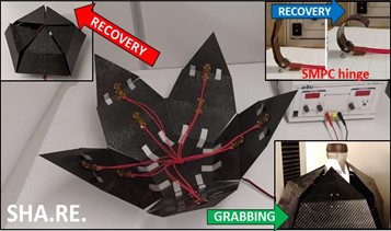 Composites flower-chaped structure equiped with SMPC hinges