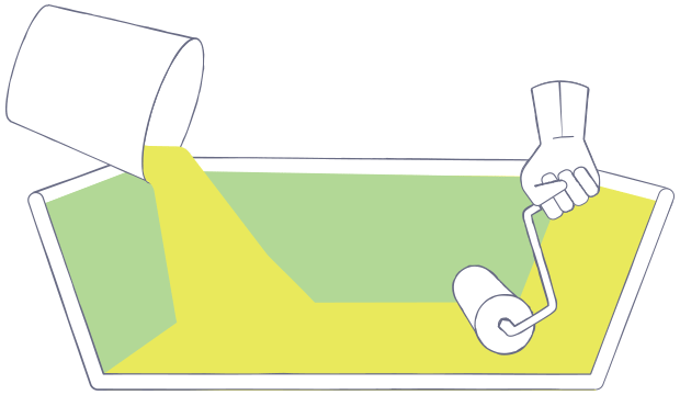Schematic illustration of fiber impregnation with resin using a roller in composite manufacturing