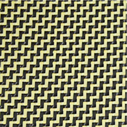 Hybrid fabric with carbon and aramid fibers